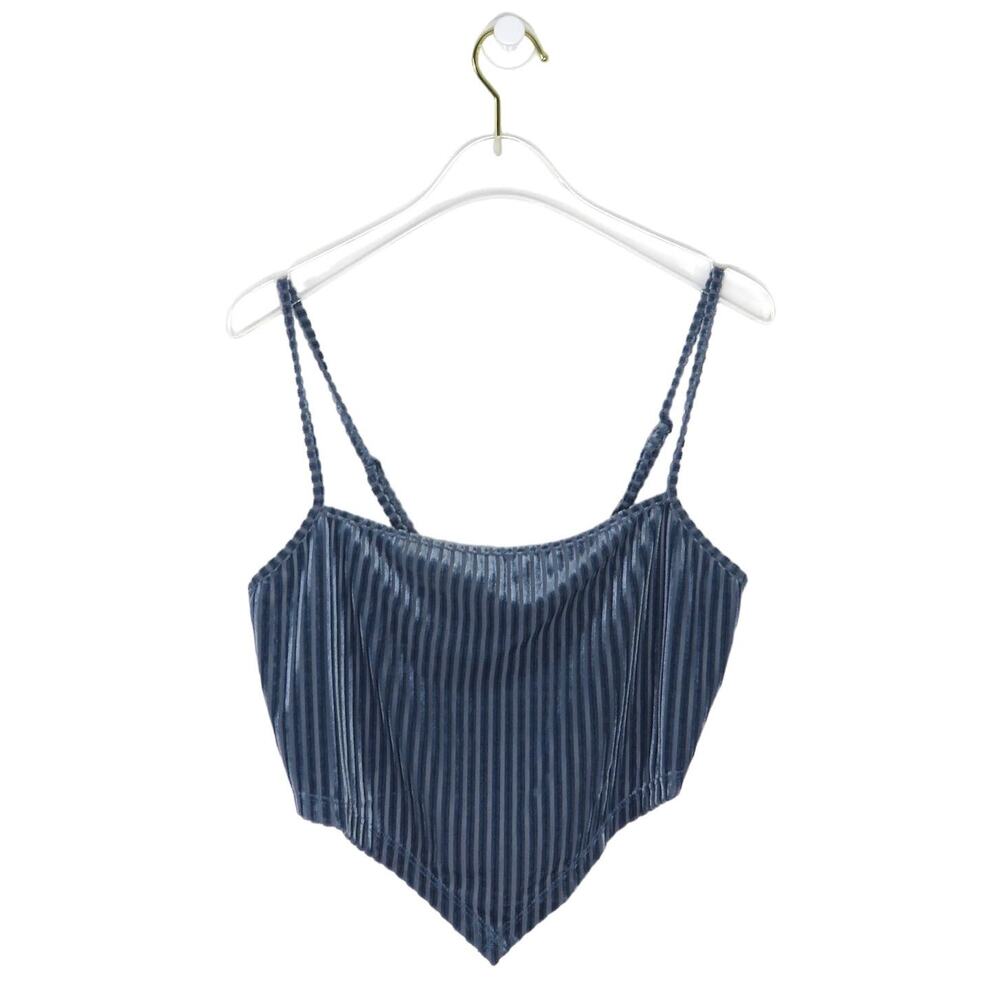 Shein Blue Velvet Triangle Tank Y2k Sexy Medium